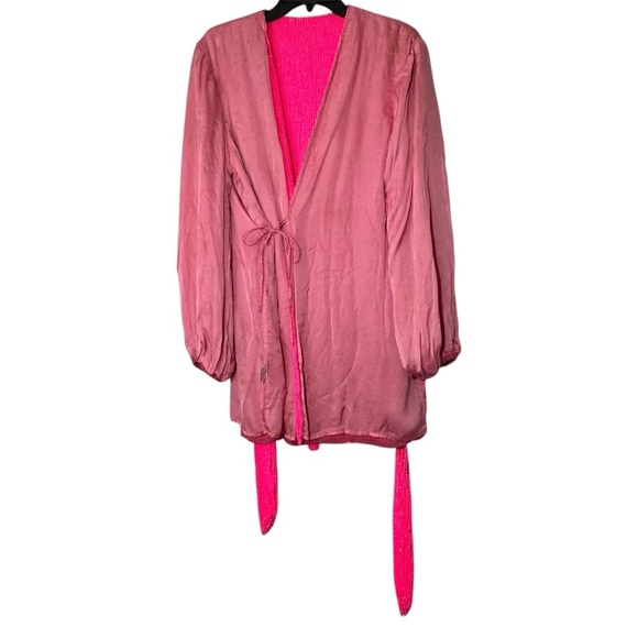 NWT Retrofete Gabrielle Sequin Wrap Robe Mini Dress in Hot Pink size S V Neck - Picture 11 of 16